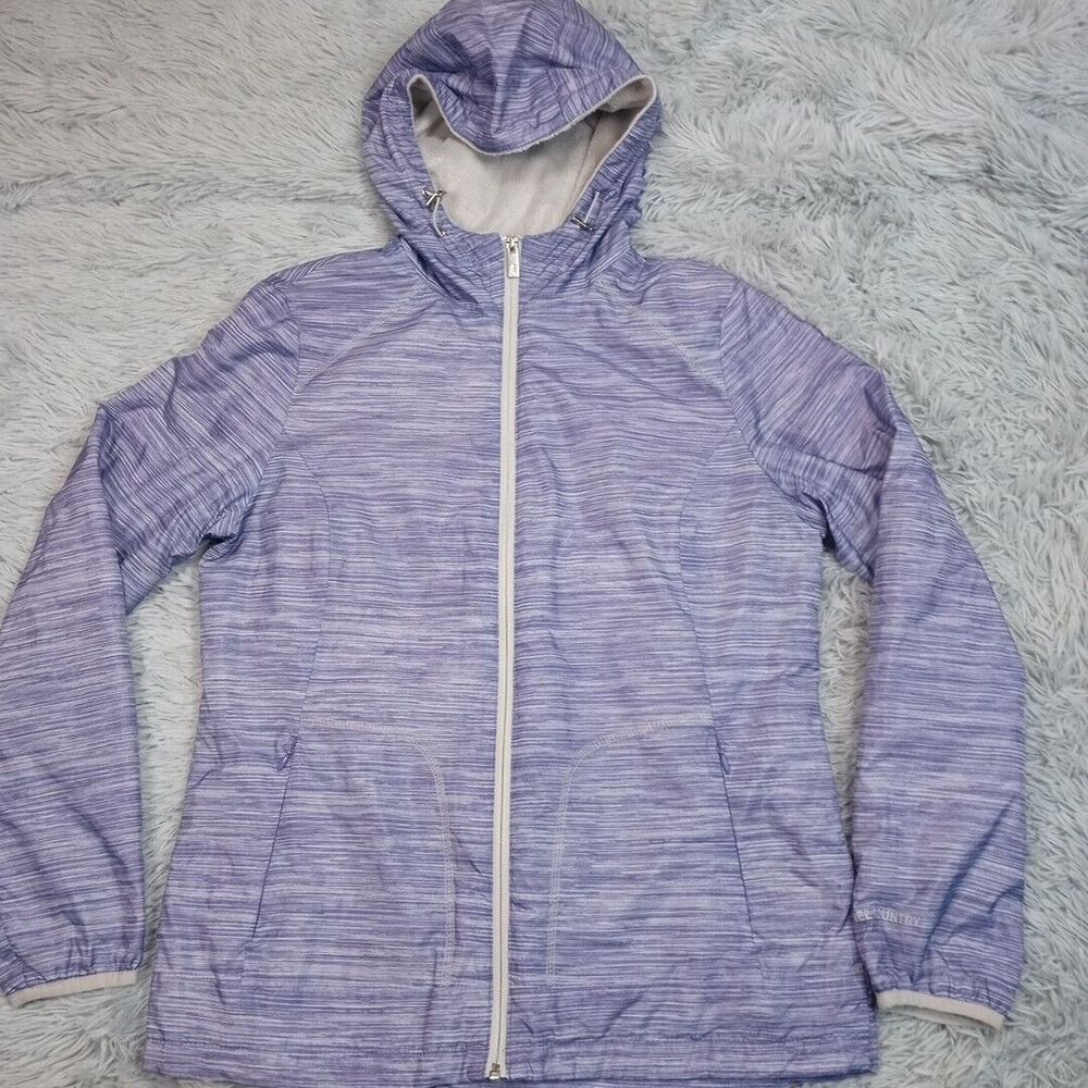 Free Country Jacket Womens M Purple Hood Coat Pockets Fleece Lined Lightweight